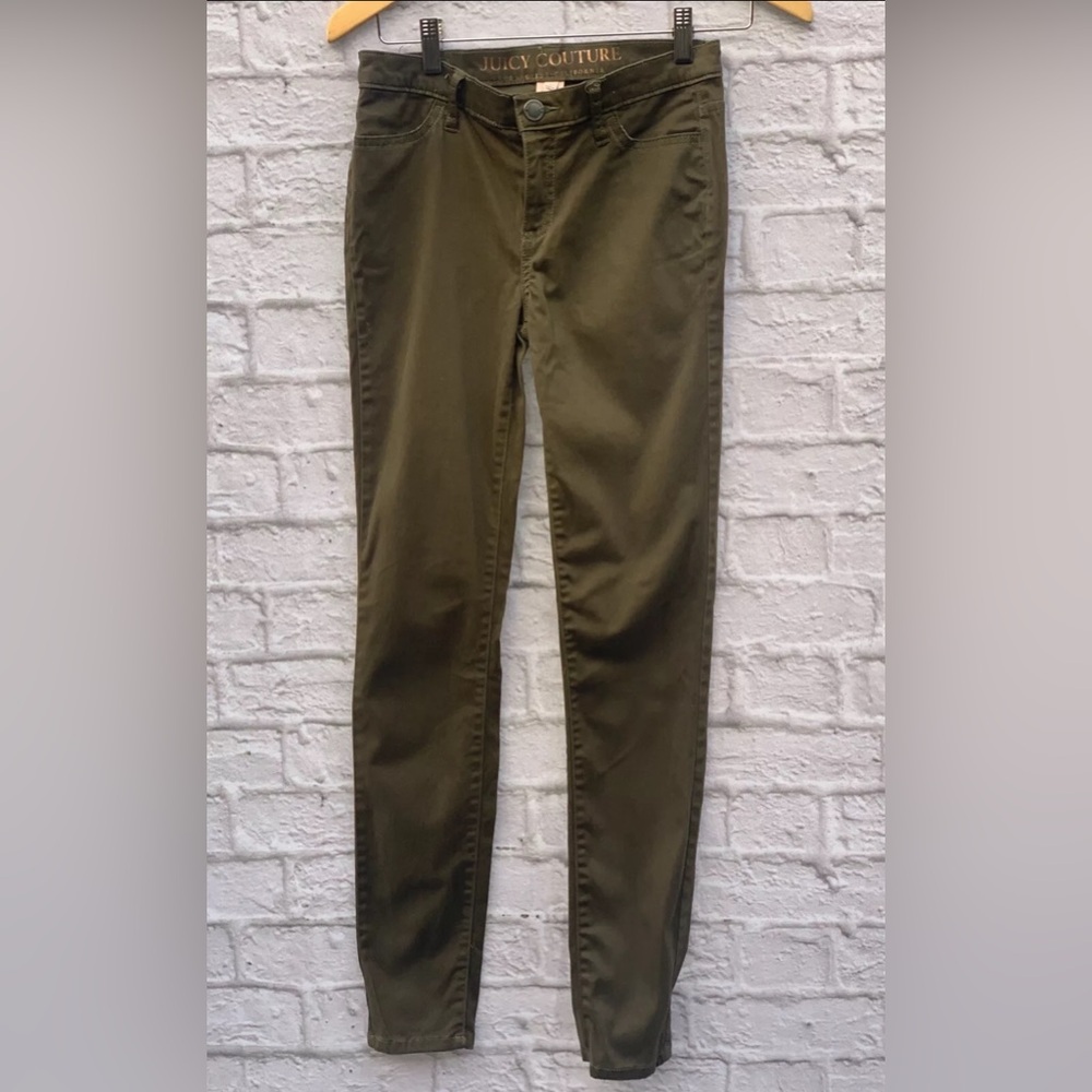 JUICY COUTURE Women’s Olive Green Skinny Velour Jeans